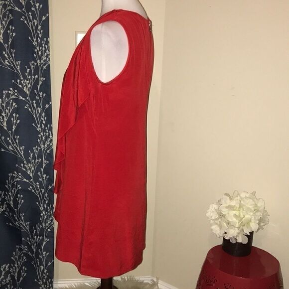 Milly Ruffle Neck Shift Dress with Exposed Zipper - Picture 2 of 7